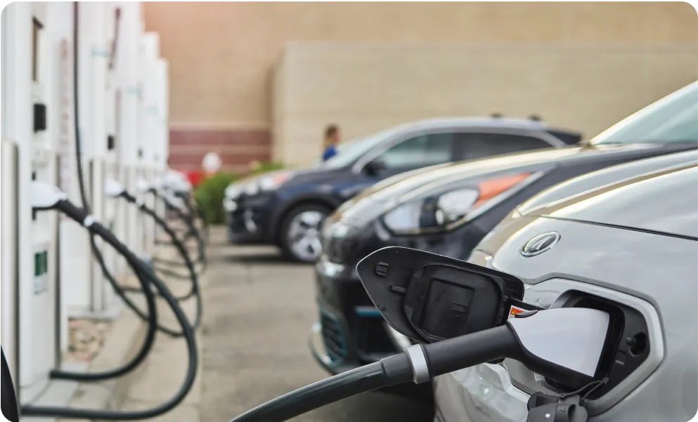 Electric vehicles charging at Electrify America stations