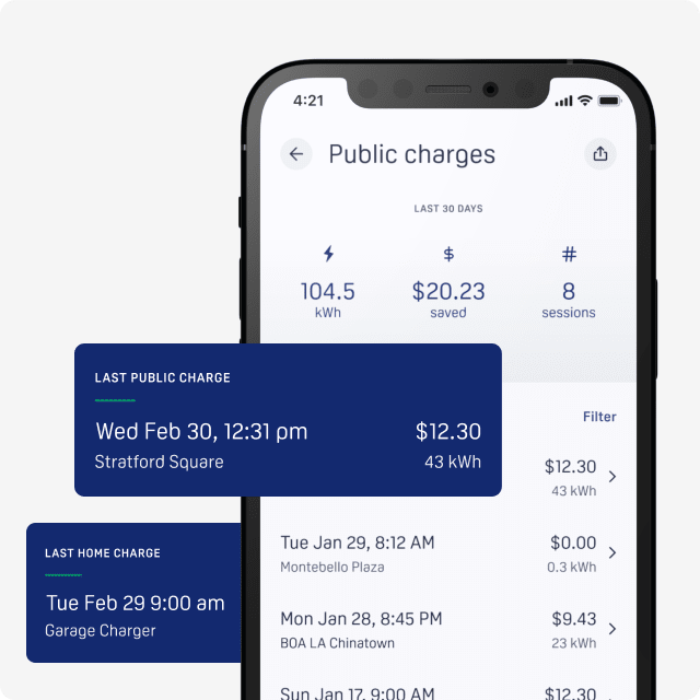 View your charging history within mobile app