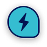 A white lightning bolt symbol on a blue background, representing commercial fast charging.