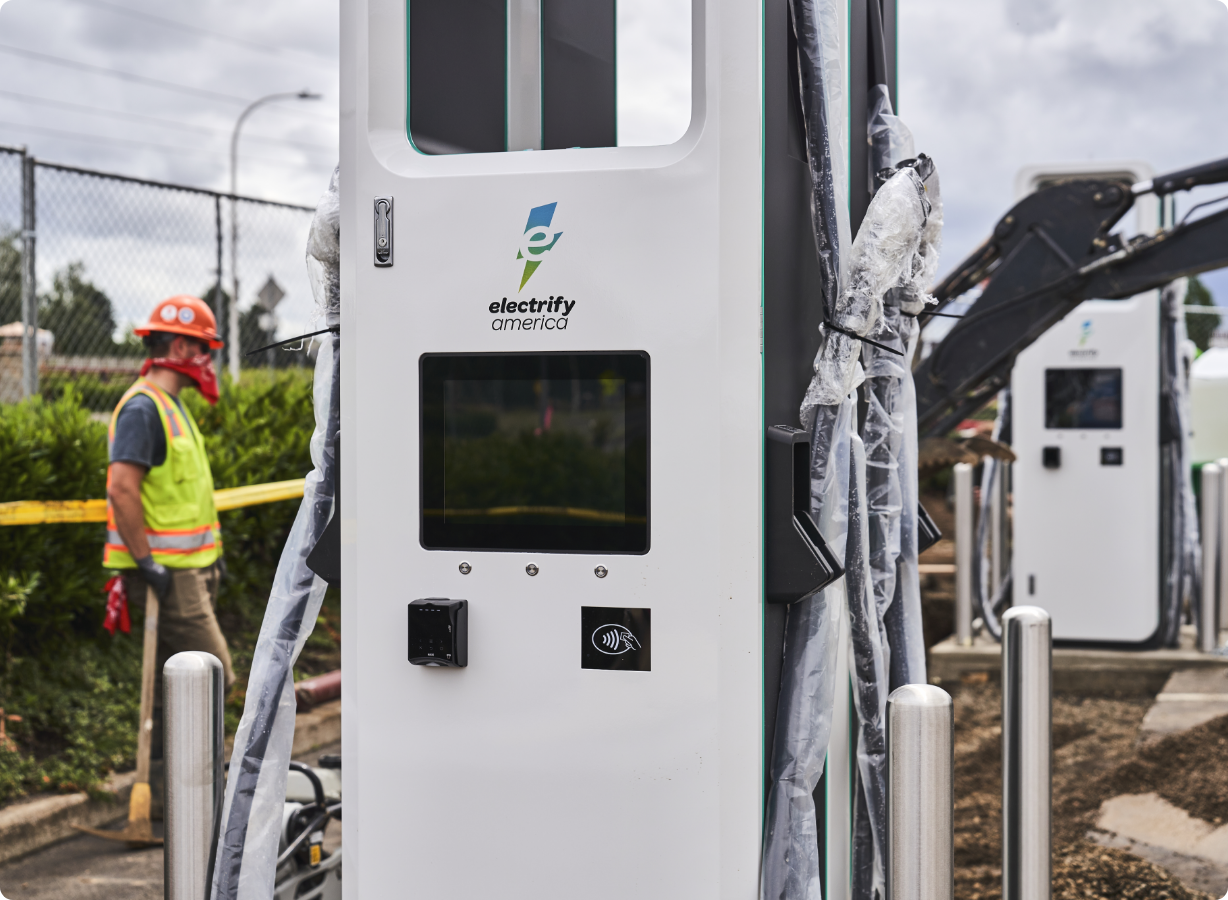 Electrify America charging stations being installed